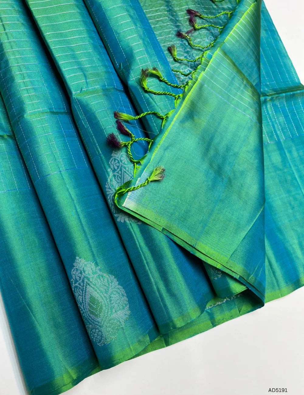 Rama Green - Checkerd Soft Silk  Saree