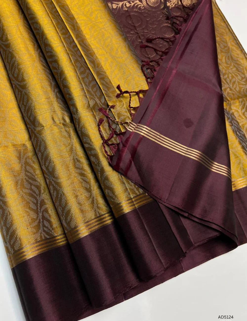 Golden Browm & Coffee Brown - Soft Silk Bridal  Saree
