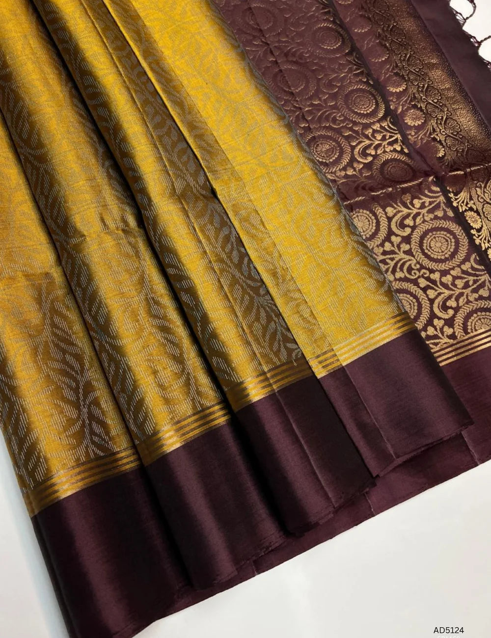 Golden Browm & Coffee Brown - Soft Silk Bridal  Saree