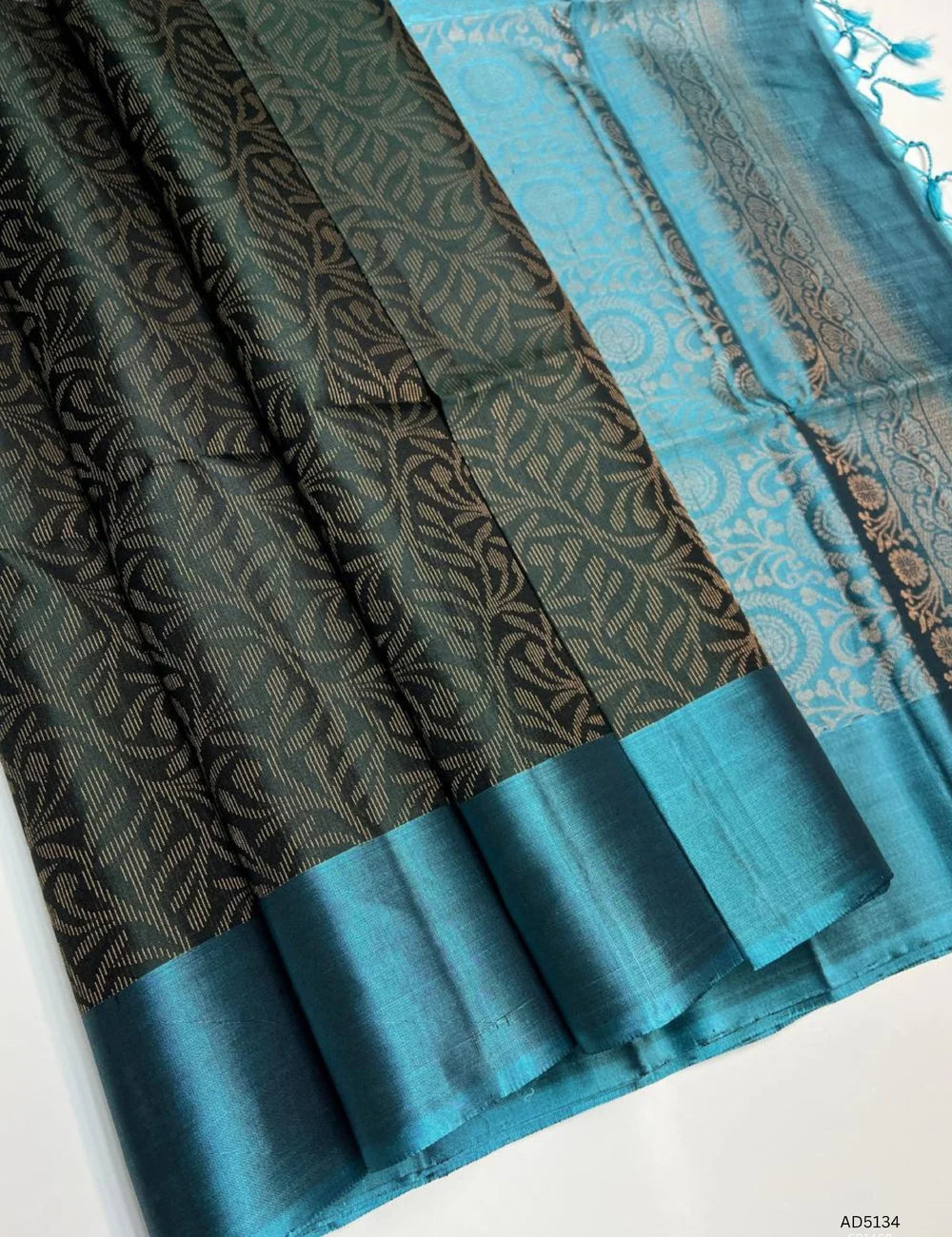 Dark Green & Teal - Soft Silk Bridal  Saree