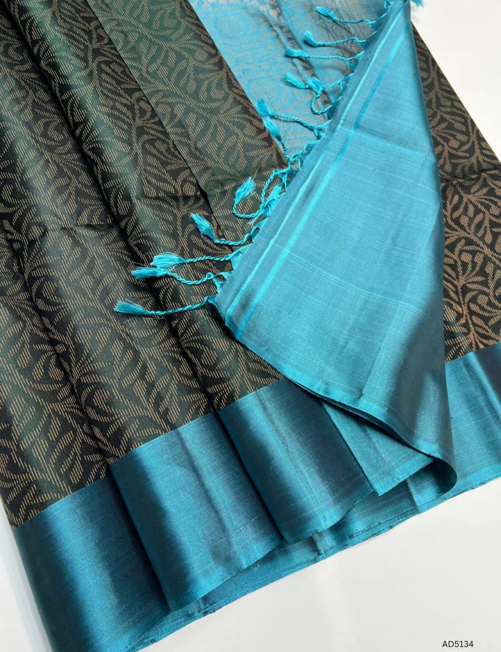 Dark Green & Teal - Soft Silk Bridal  Saree