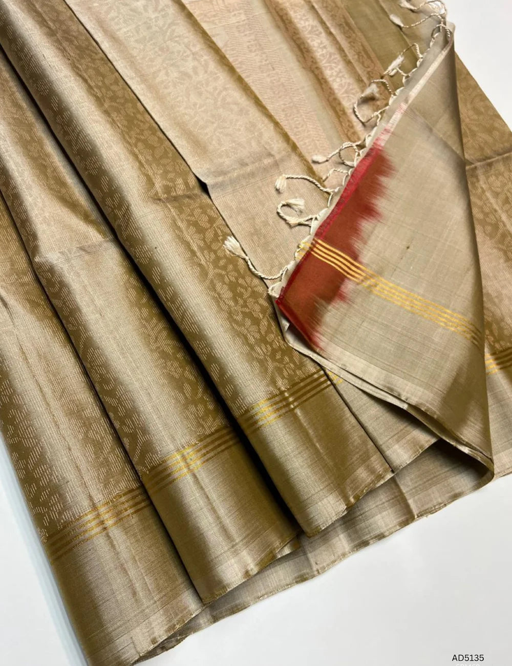 Ecru Beige - Soft Silk Bridal  Saree