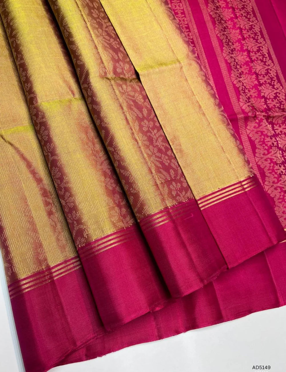 Golden & Rani Pink - Soft Silk Bridal  Saree