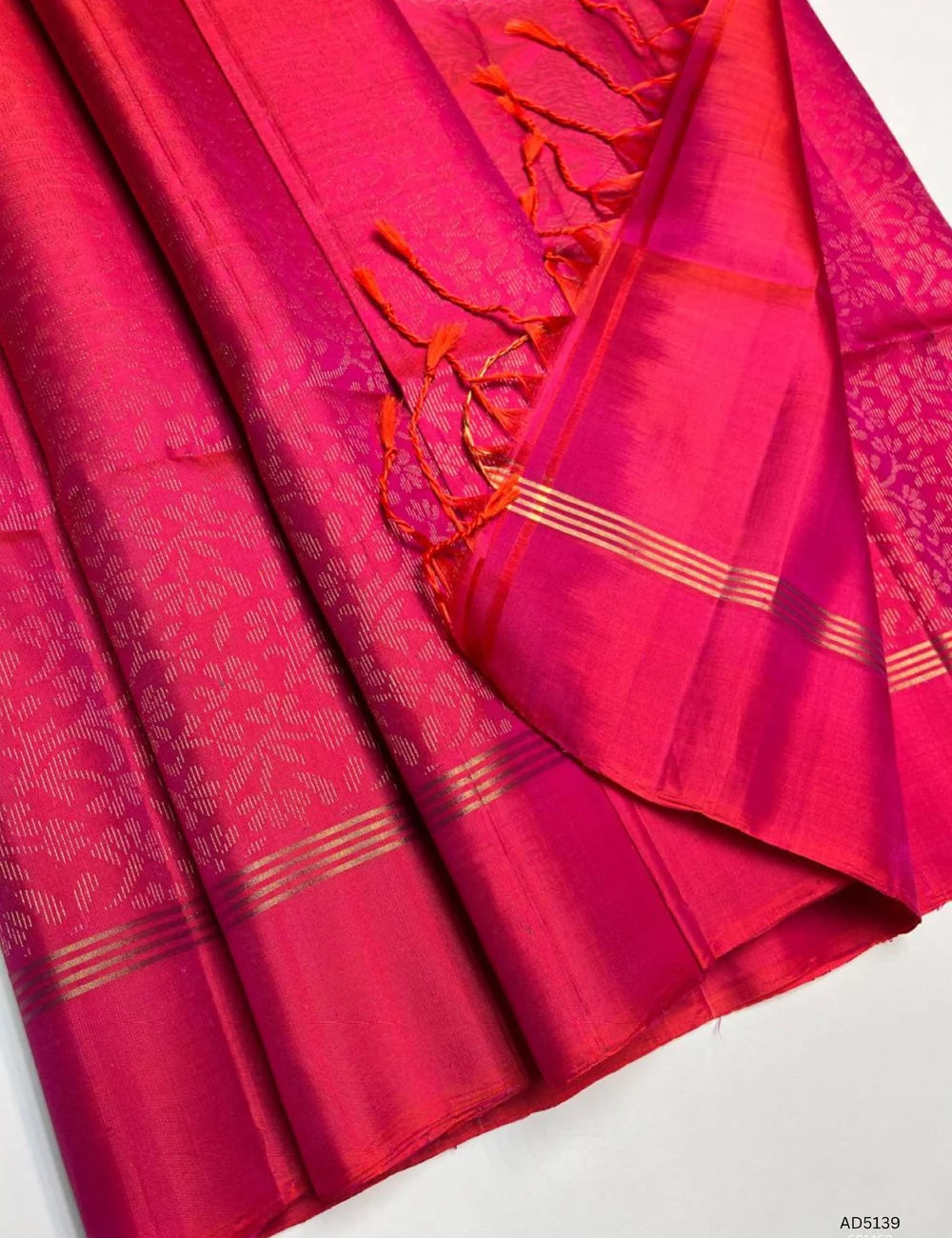 Orangish Pink - Soft Silk Bridal  Saree