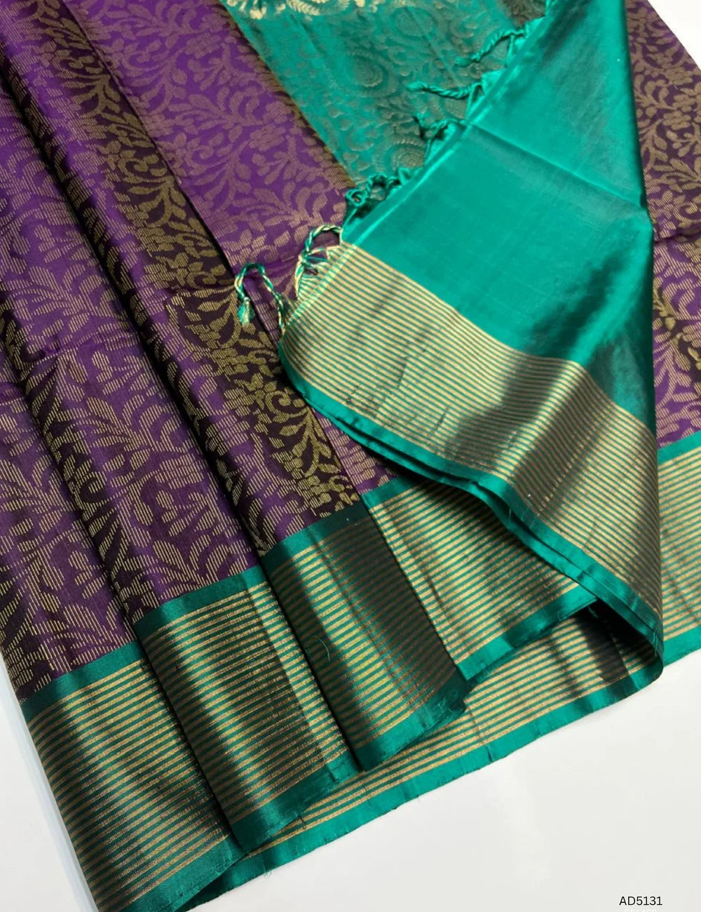 Purple & Green - Soft Silk Bridal  Saree
