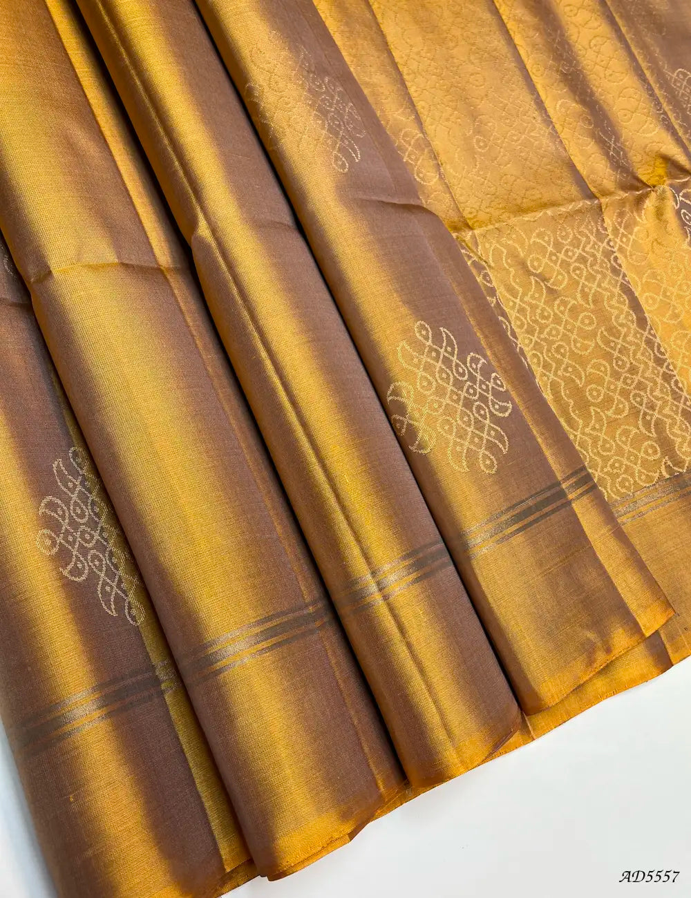 Golden Rod - Kolam Soft Silk Saree Front View