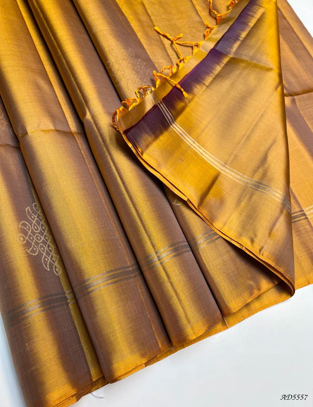 Golden Rod - Kolam Soft Silk Saree Pallu View