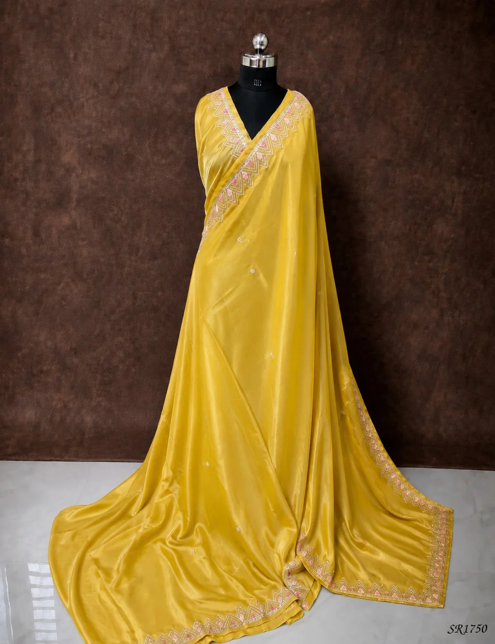 Golden Yellow - Modal Saree Front View
