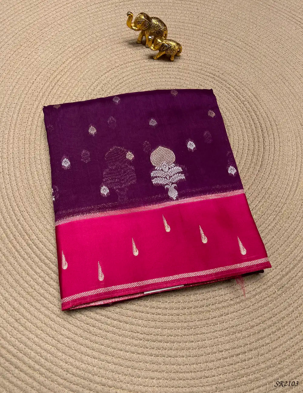 Grape & Pink - Viscose Silk Saree Front View