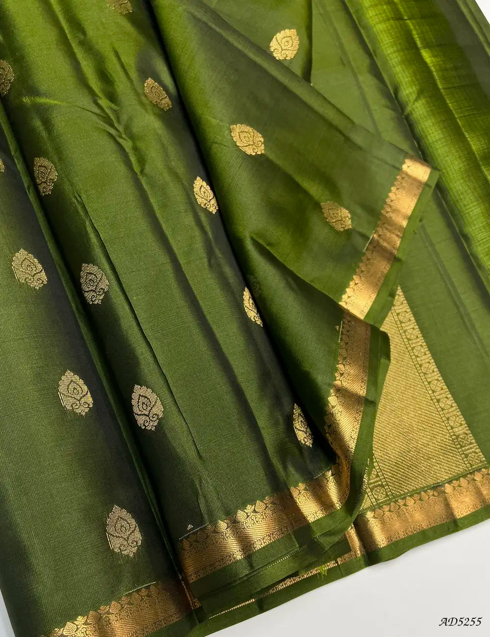 Green - Kanchi Border Soft Silk Saree Front View