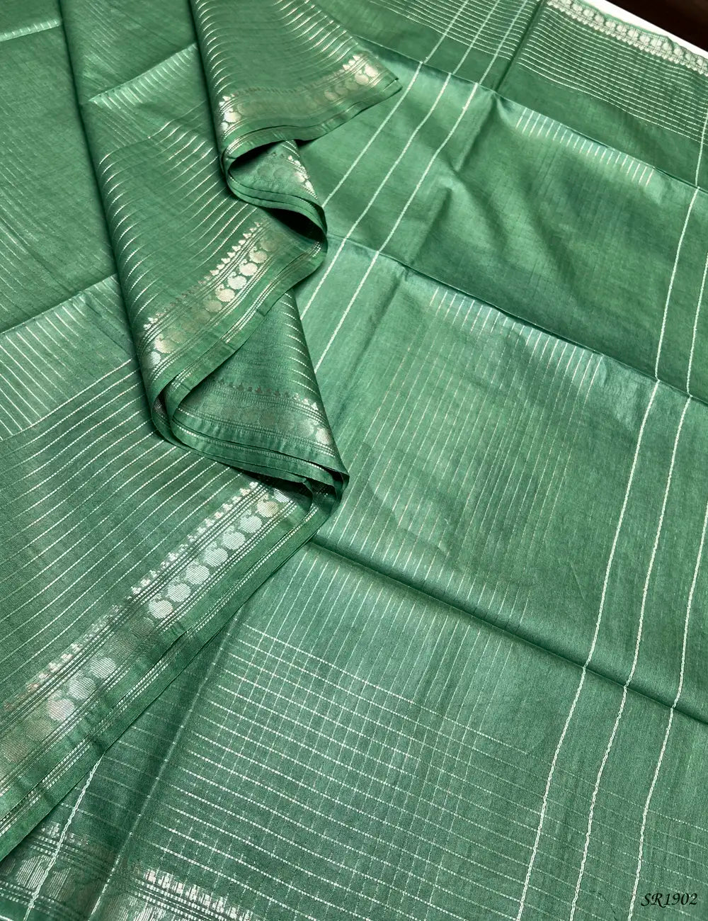 Green - Moonga Silk Saree Front View