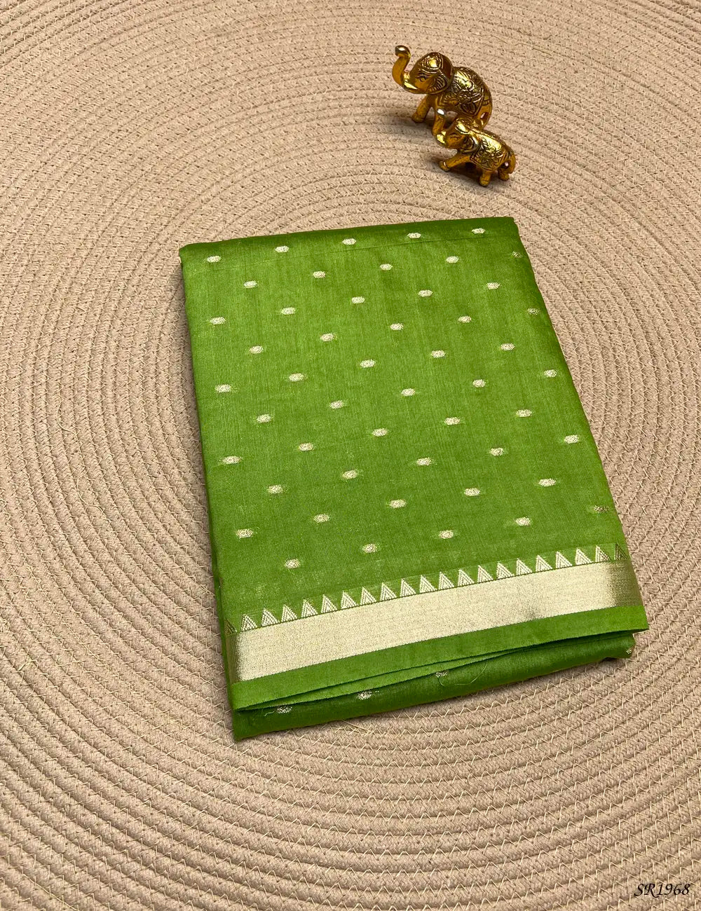 Green - Mysore Crepe Saree Front View