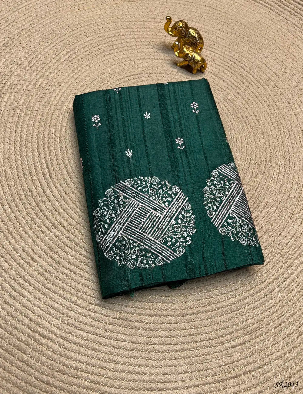 Green - Semi Tussar Saree Front View