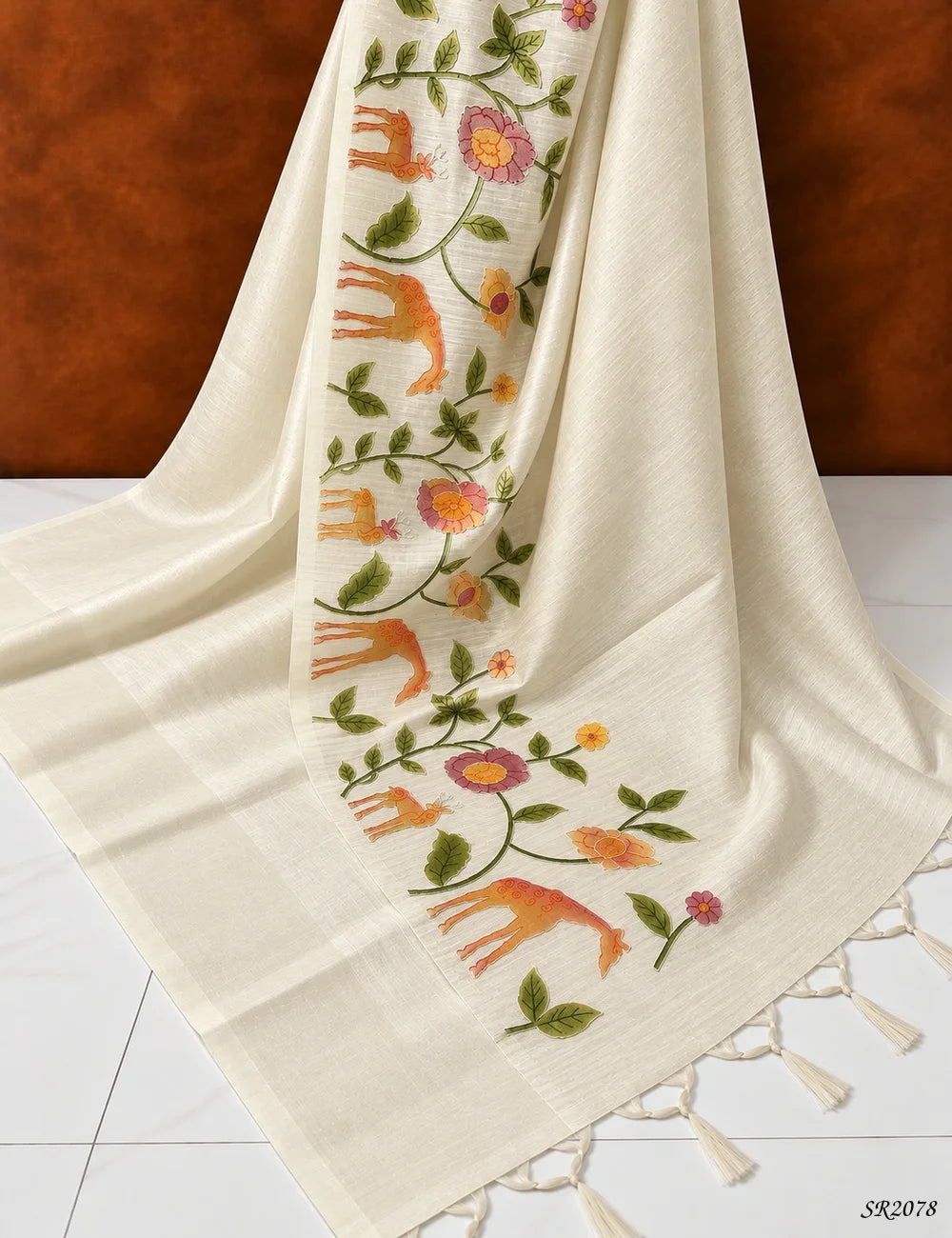 Half White - Silk X Linen Saree -