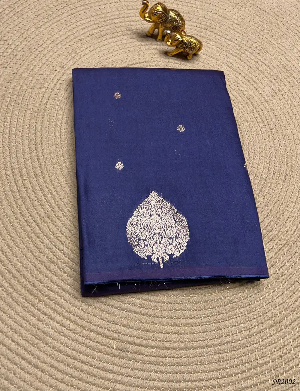 Ink Blue - Viscose Georgette Saree Front View