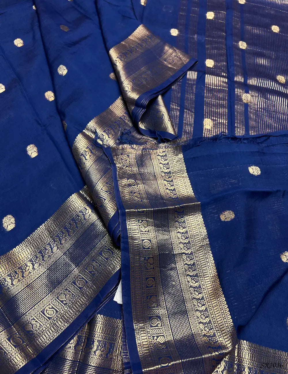 Ink Blue - Viscose Saree -