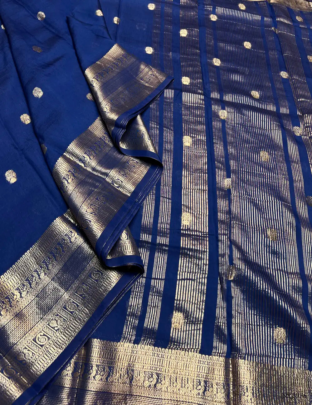 Ink Blue - Viscose Saree Pallu View