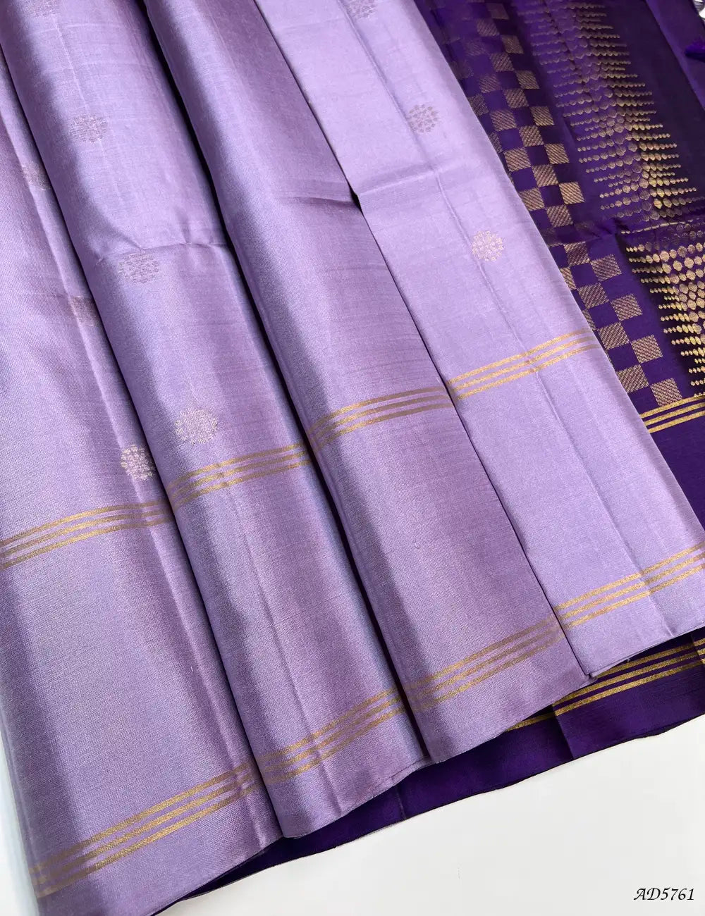 Lavender & Purple - Soft Silk Saree Front View