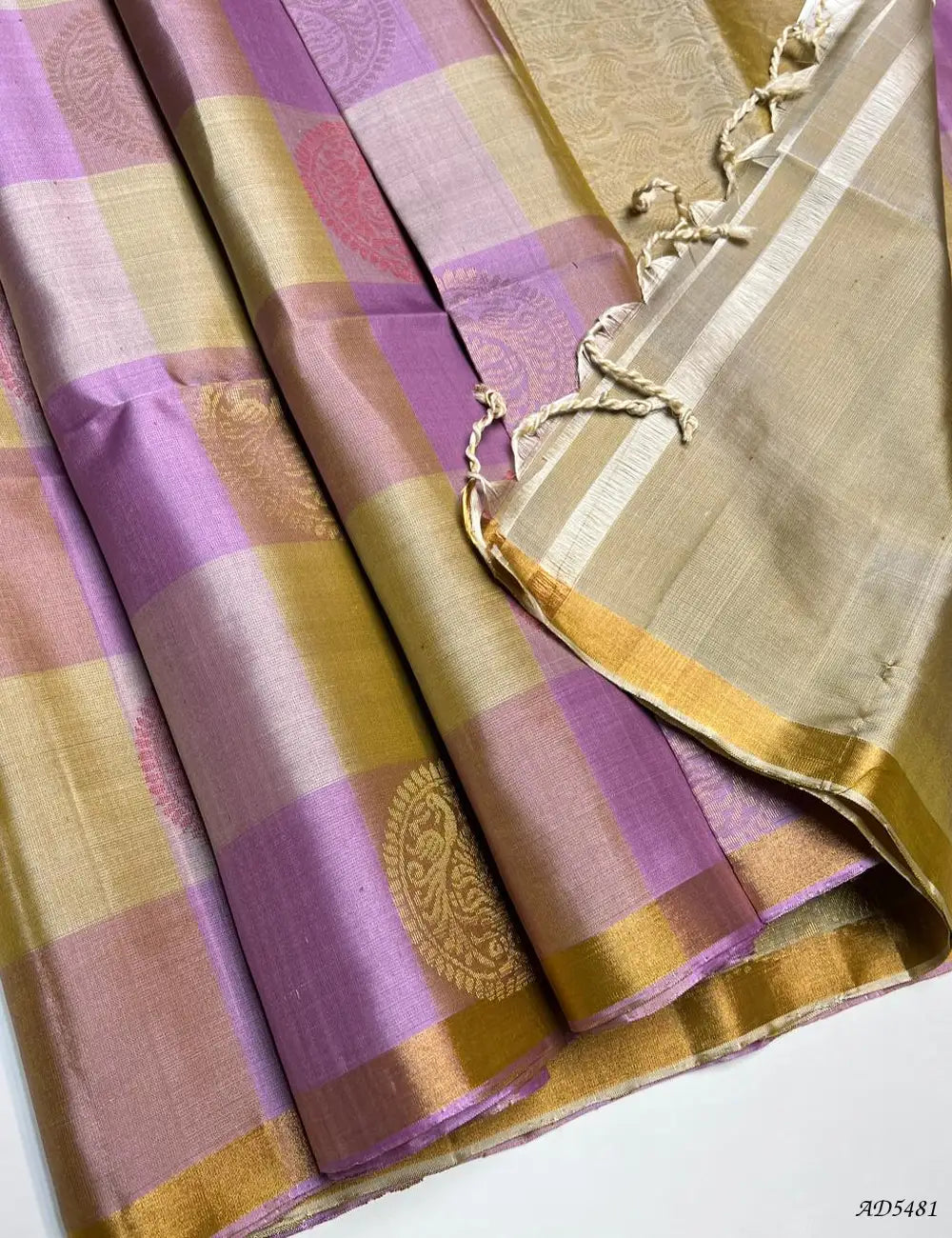 Lilac & Beige - Pazhum Pazhamum Soft Silk Saree Pallu View
