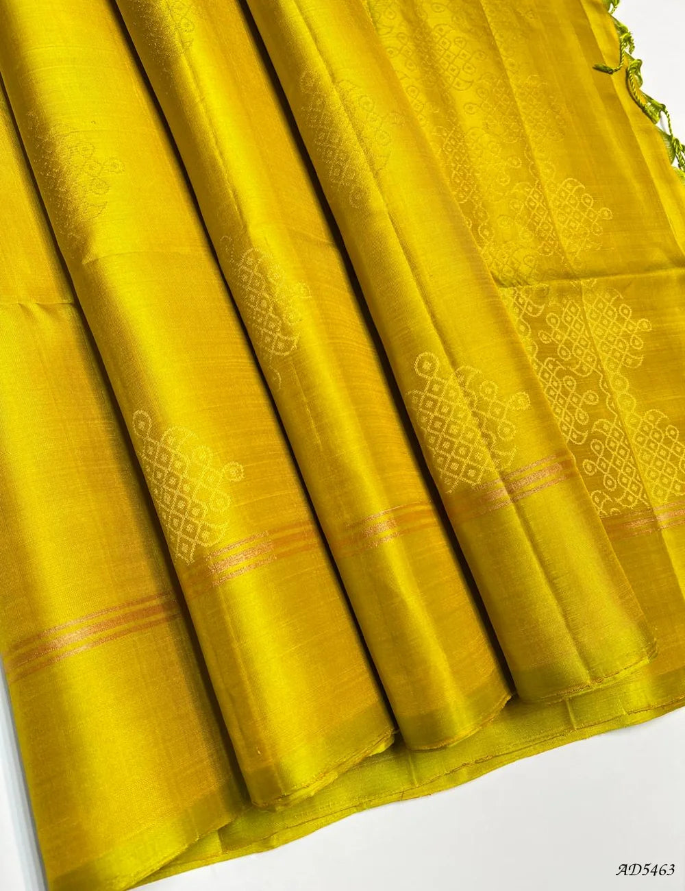 Lime Yellow - Kolam Soft Silk Saree -