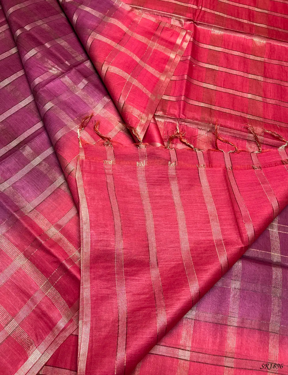 Magenta & Bubblegum Pink - Semi Tussar Saree Pallu View
