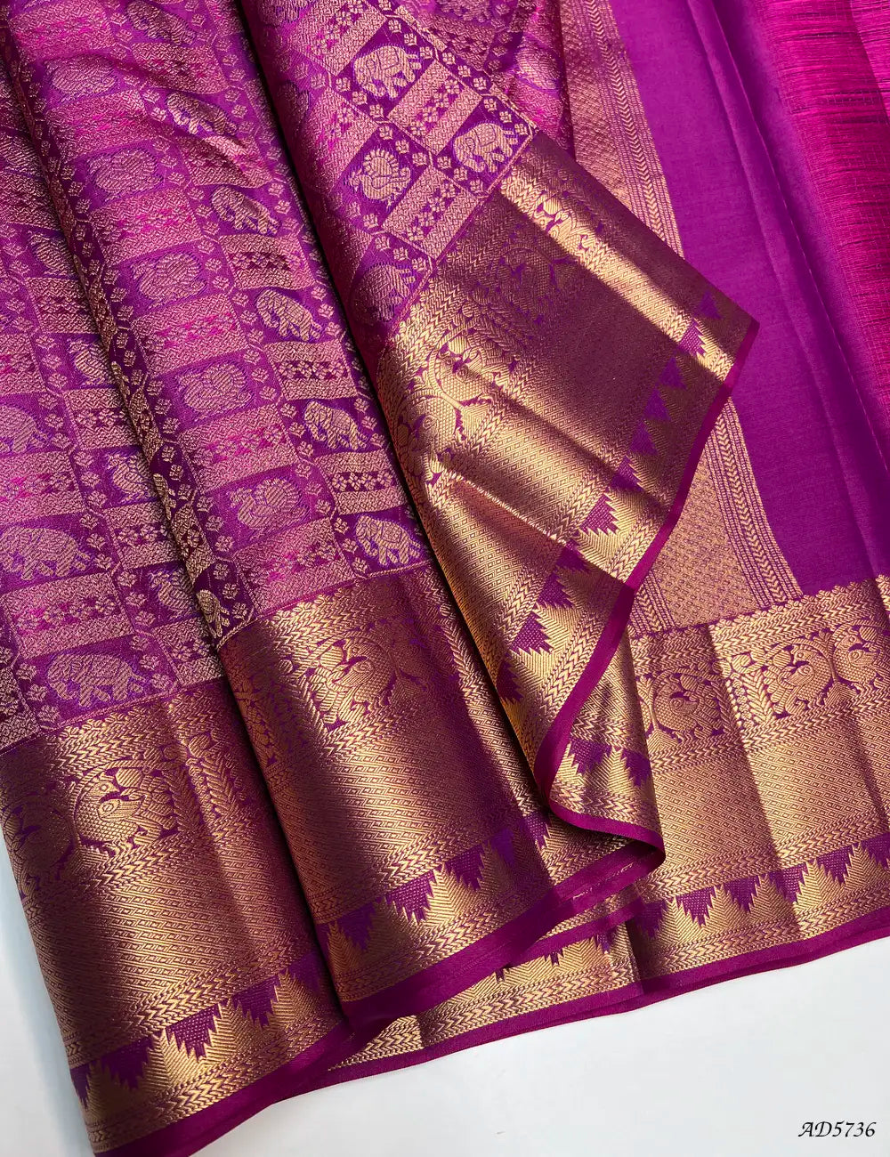 Magenta - Kanjeevaram Bridal Brocade Soft Silk Saree Front View