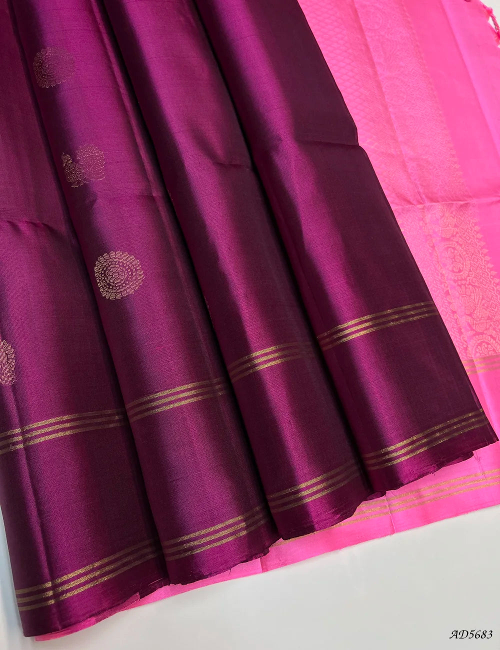 Magenta & Pink - Soft Silk Saree Front View