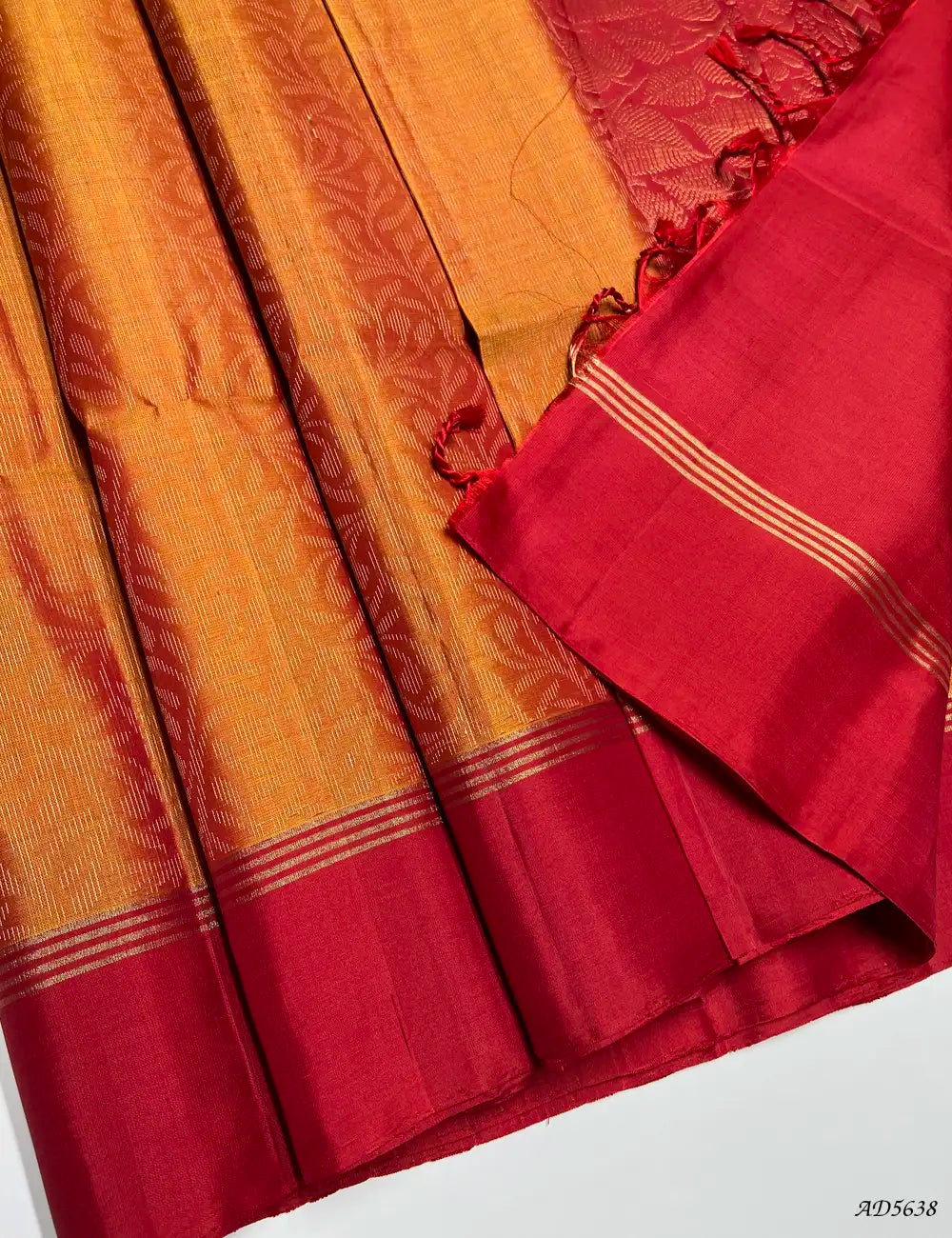 Mango Yellow & Maroon - Soft Silk Bridal Saree Pallu View