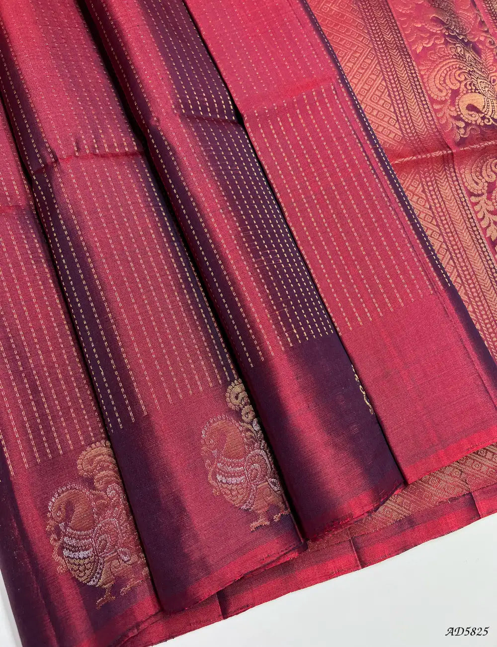 Maroon - Fancy Bhutta Soft Silk Saree Front View