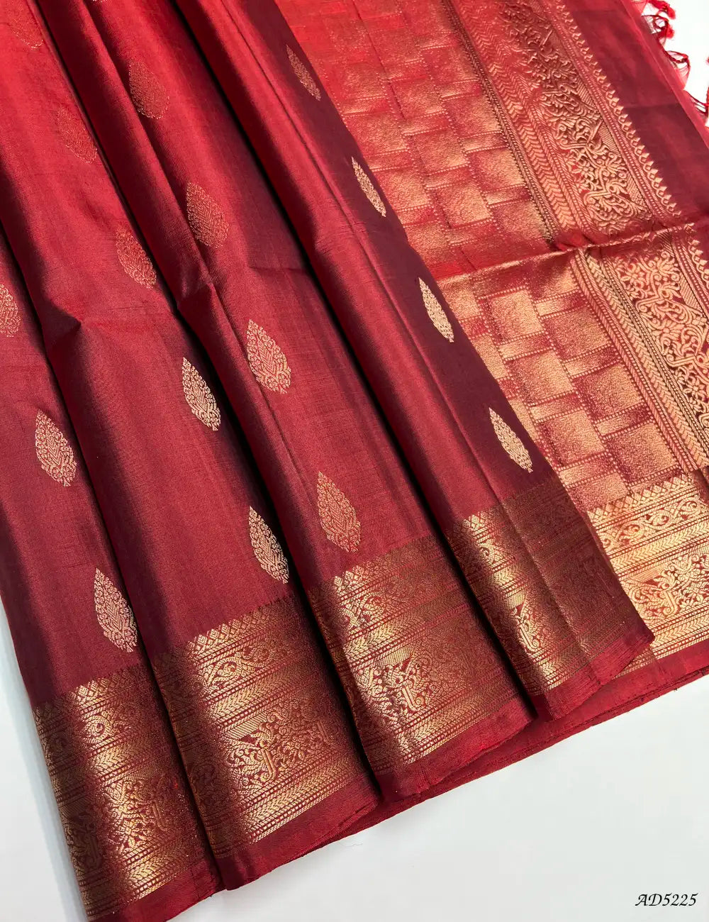 Maroon - Kanchi Border Soft Silk Saree Front View