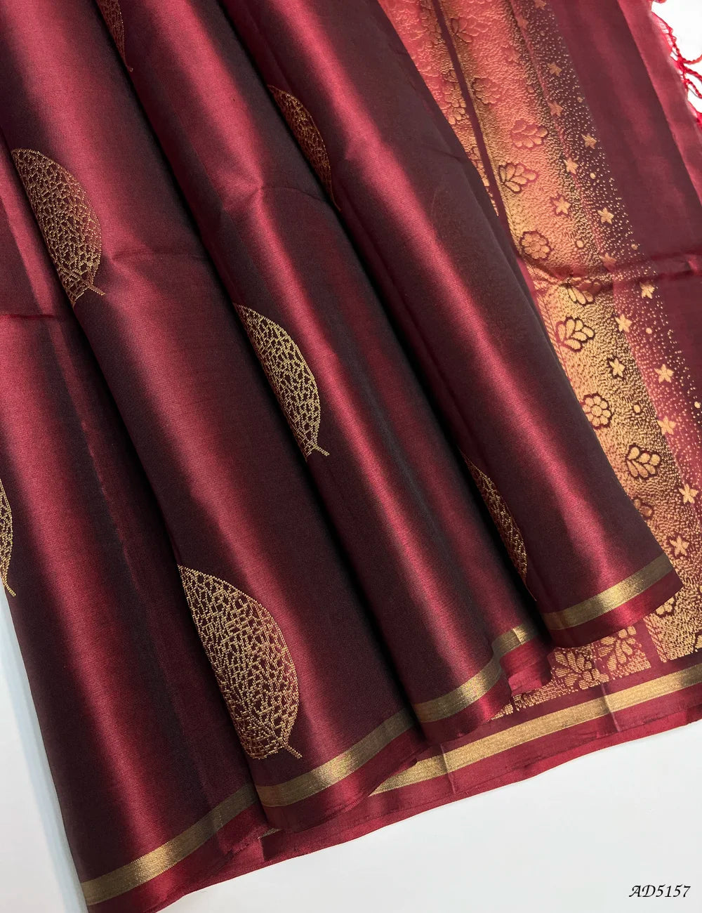 Maroon - Soft Silk Saree Front View