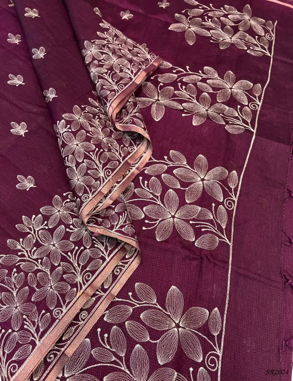 Mulberry - Kota With Embroidery Saree Pallu View