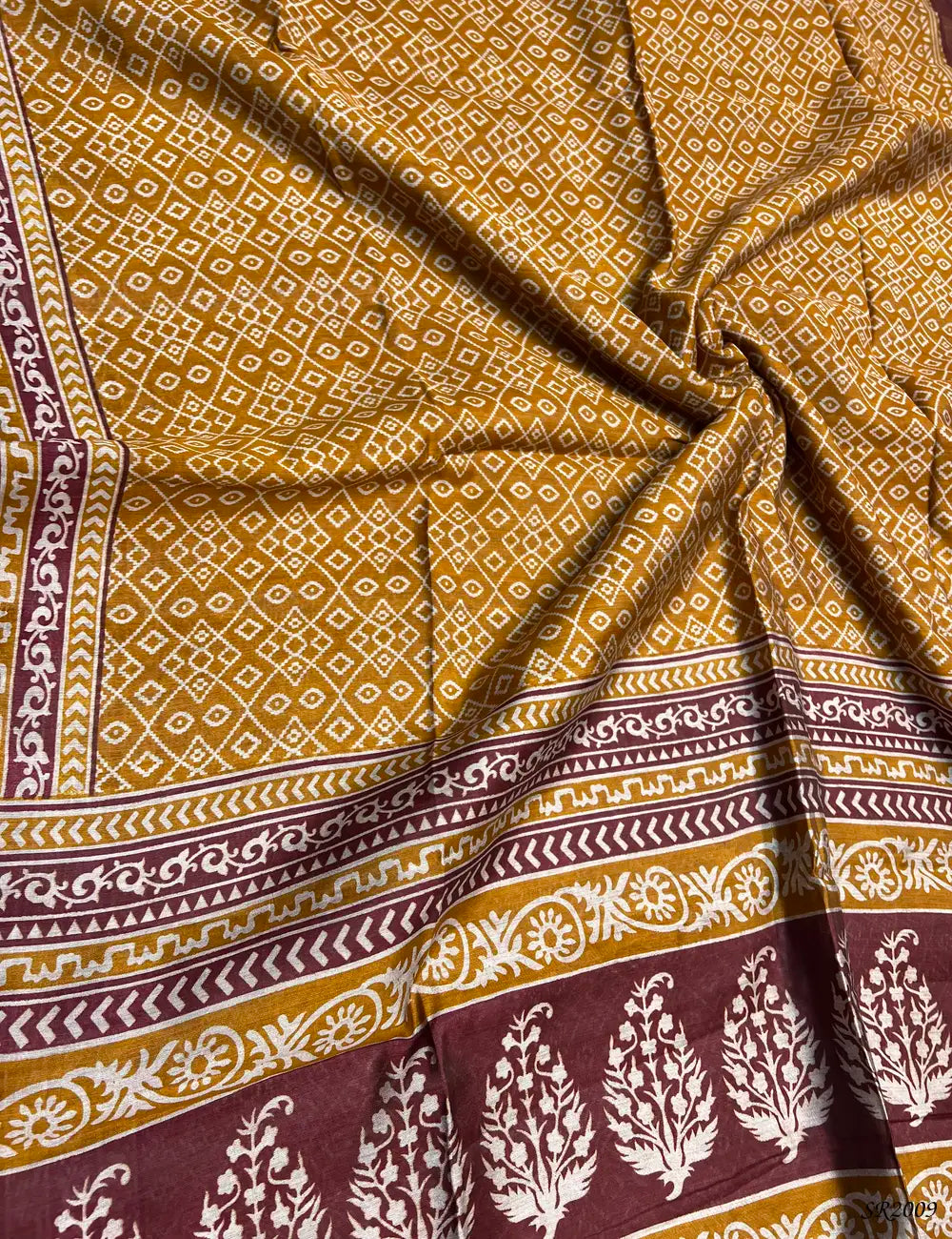 Mustard & Grape - Chanderi Saree Front View