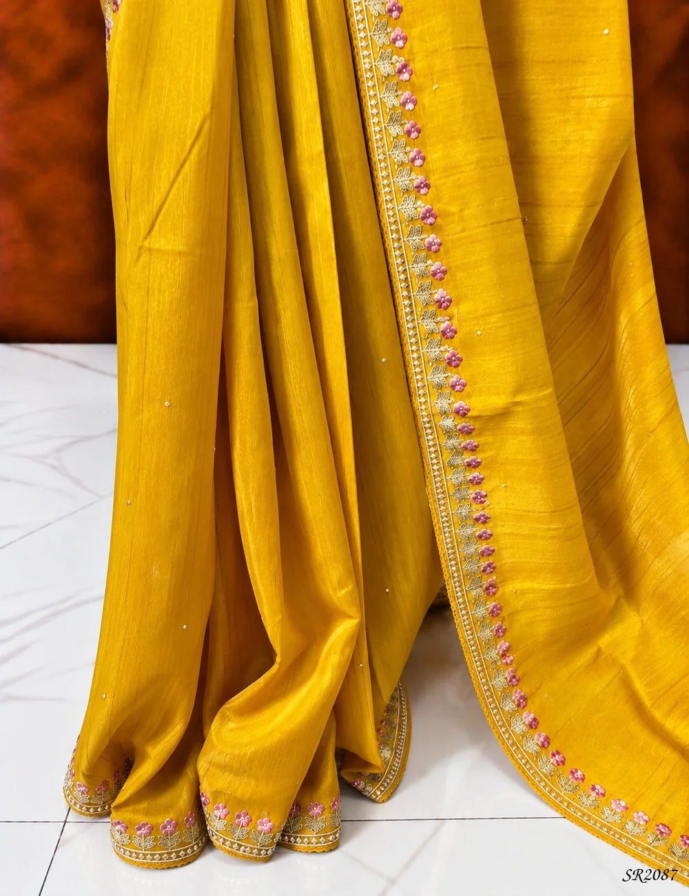 Mustard Yellow - Matka Tussar Saree -