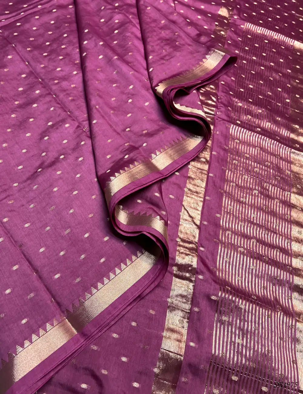 Onion PInk - Mysore Crepe Saree Pallu View