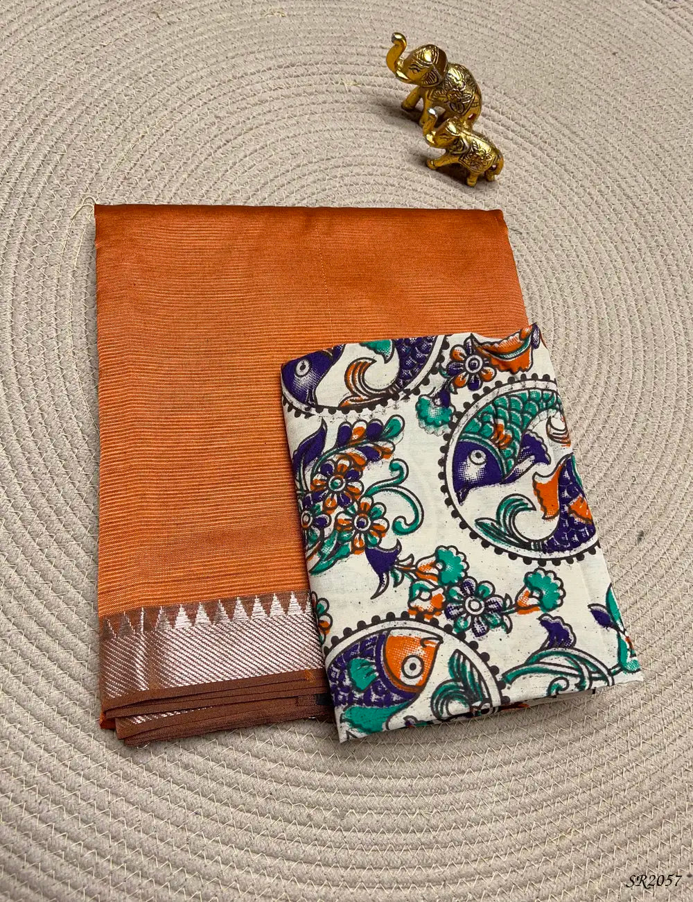 Orange - Mangalagiri Silk Cotton Front View