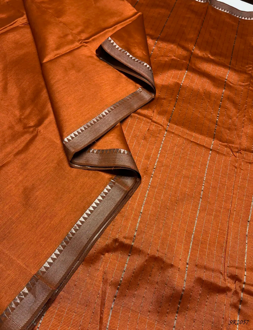 Orange - Mangalagiri Silk Cotton Pallu View