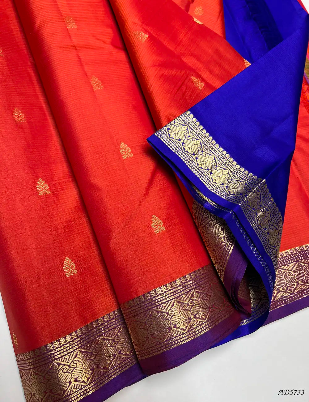 Orange & Purple - Kanchi Border Soft Silk Saree Pallu View