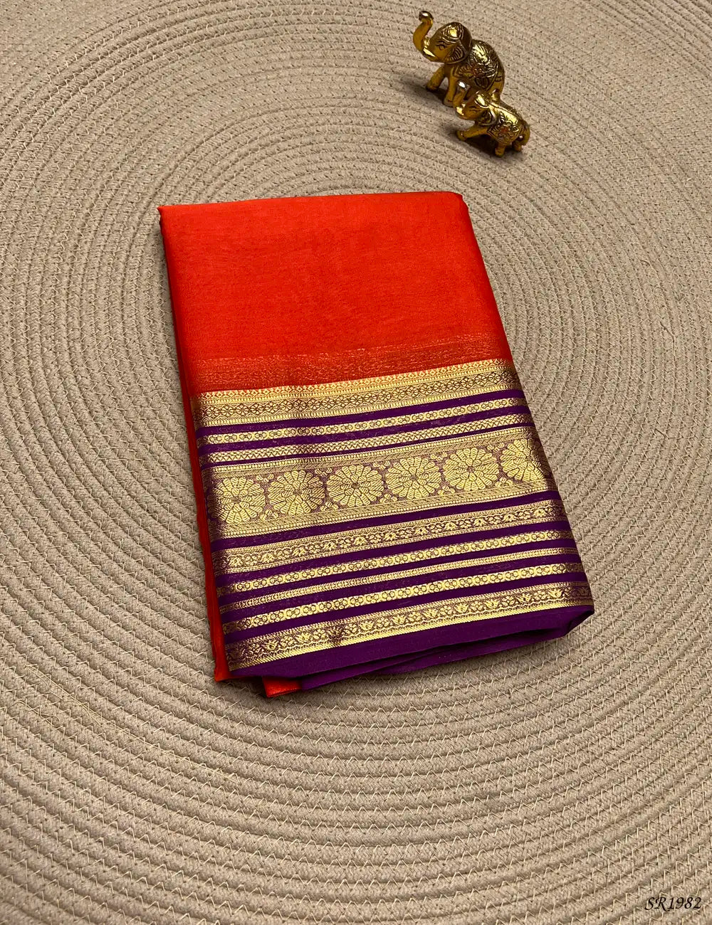 Orange & Purple - Mysore Crepe Saree Front View