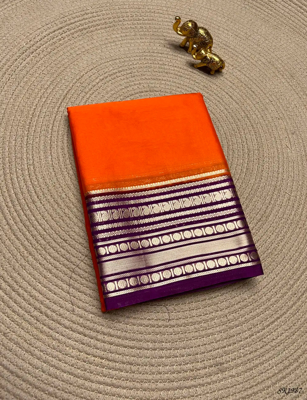 Orange & Purple - Mysore Crepe Saree Front View