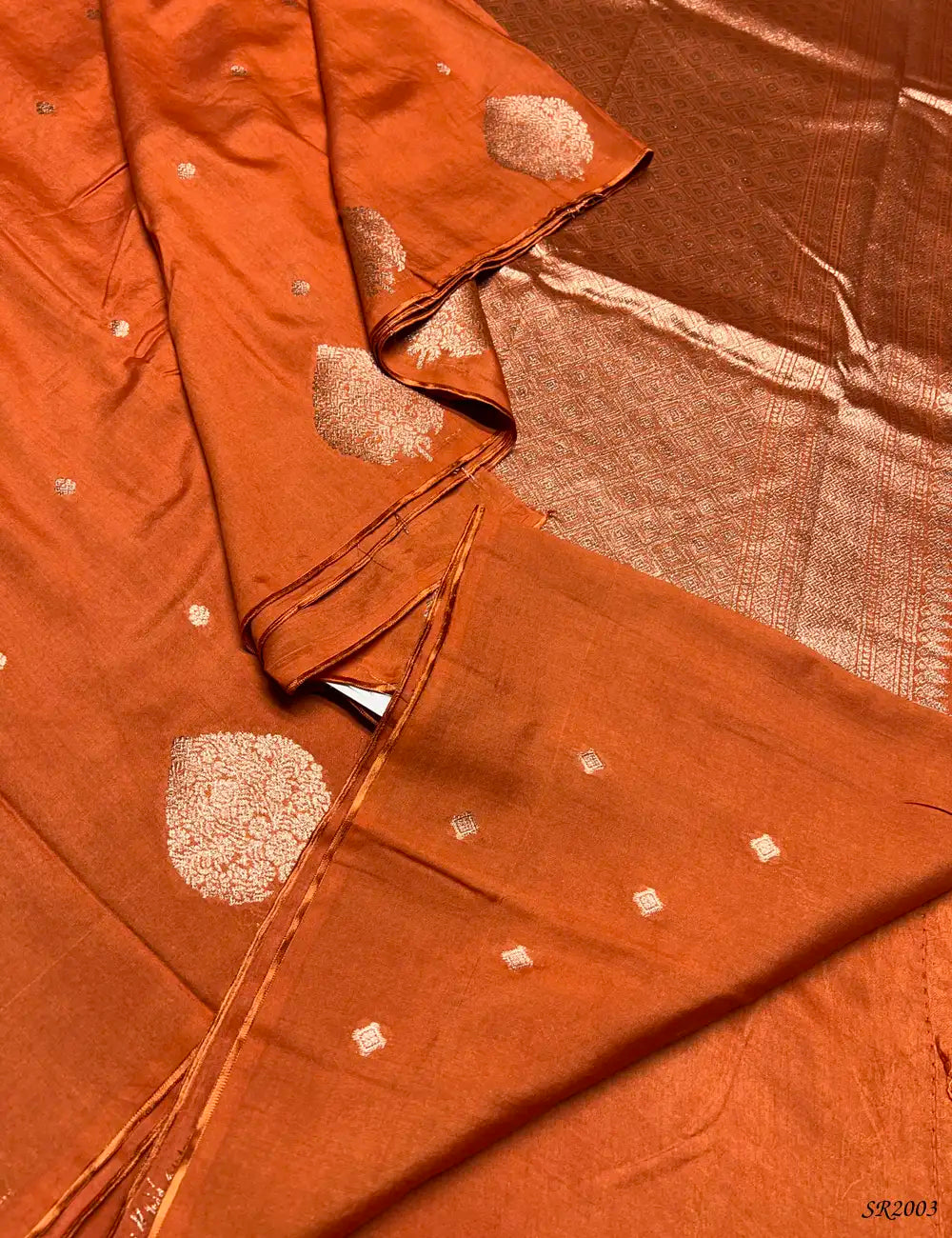 Orange - Viscose Georgette Saree -
