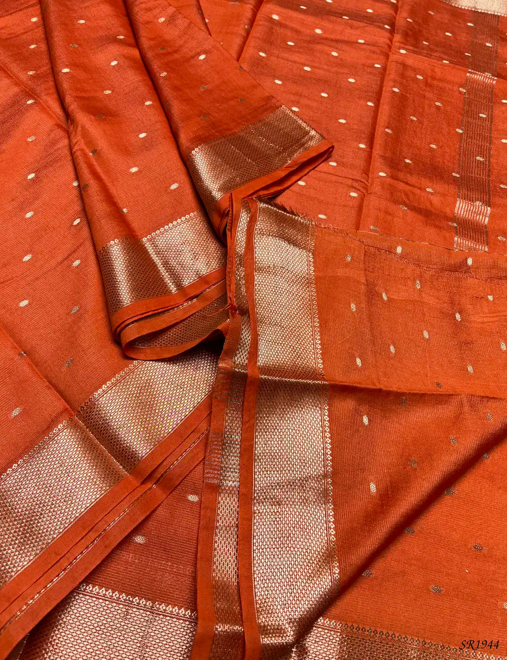 Orange - Viscose Saree -