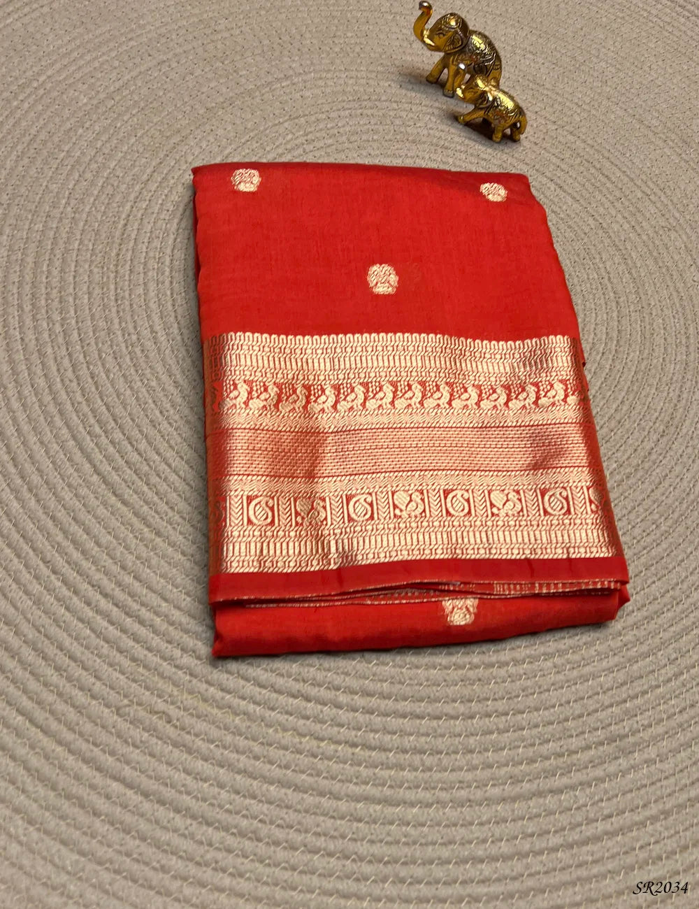Orange - Viscose Saree Front View