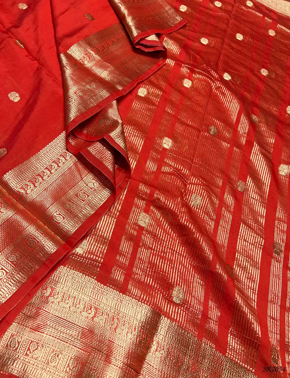 Orange - Viscose Saree Pallu View