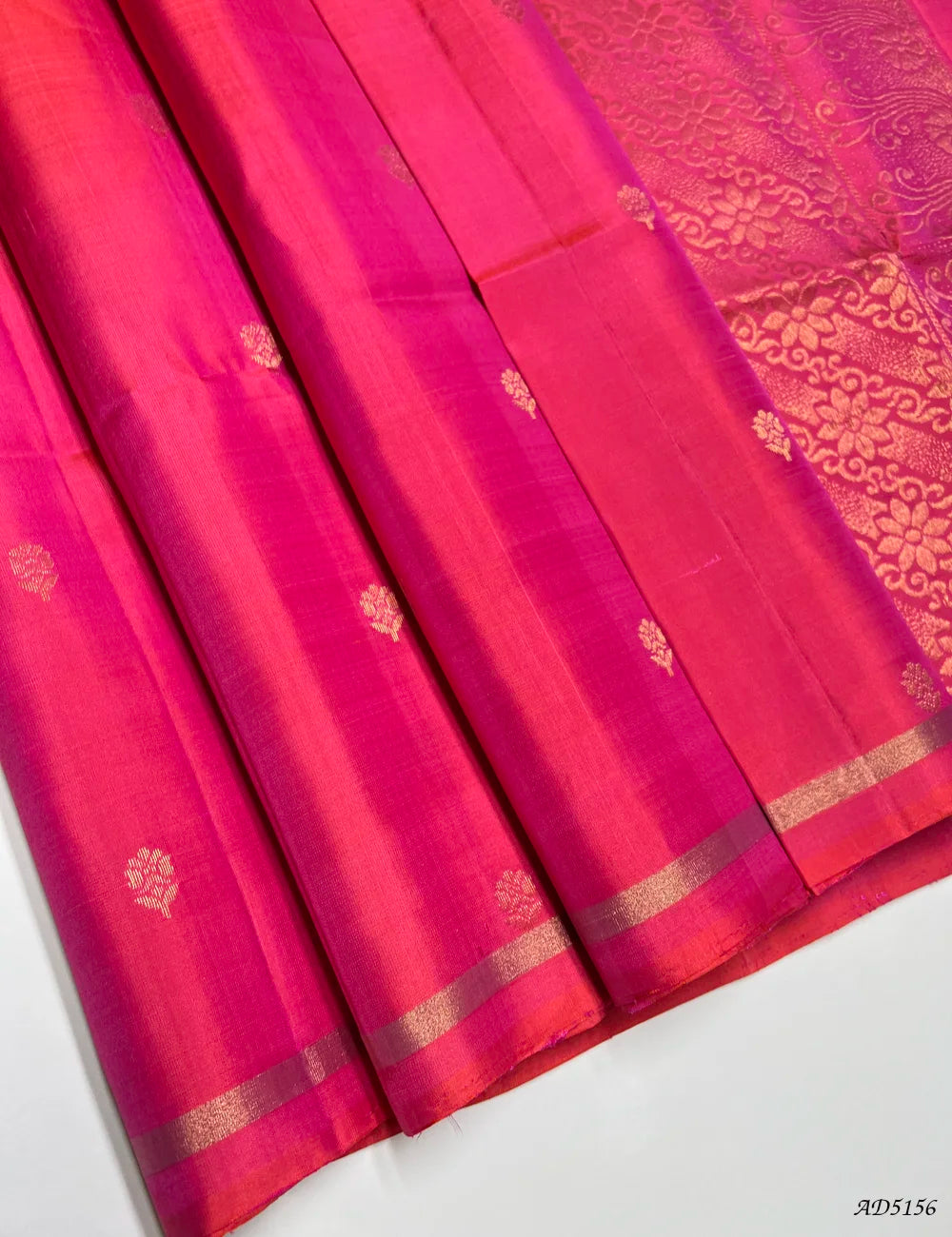 Orangish Pink - Soft Silk Saree Front View