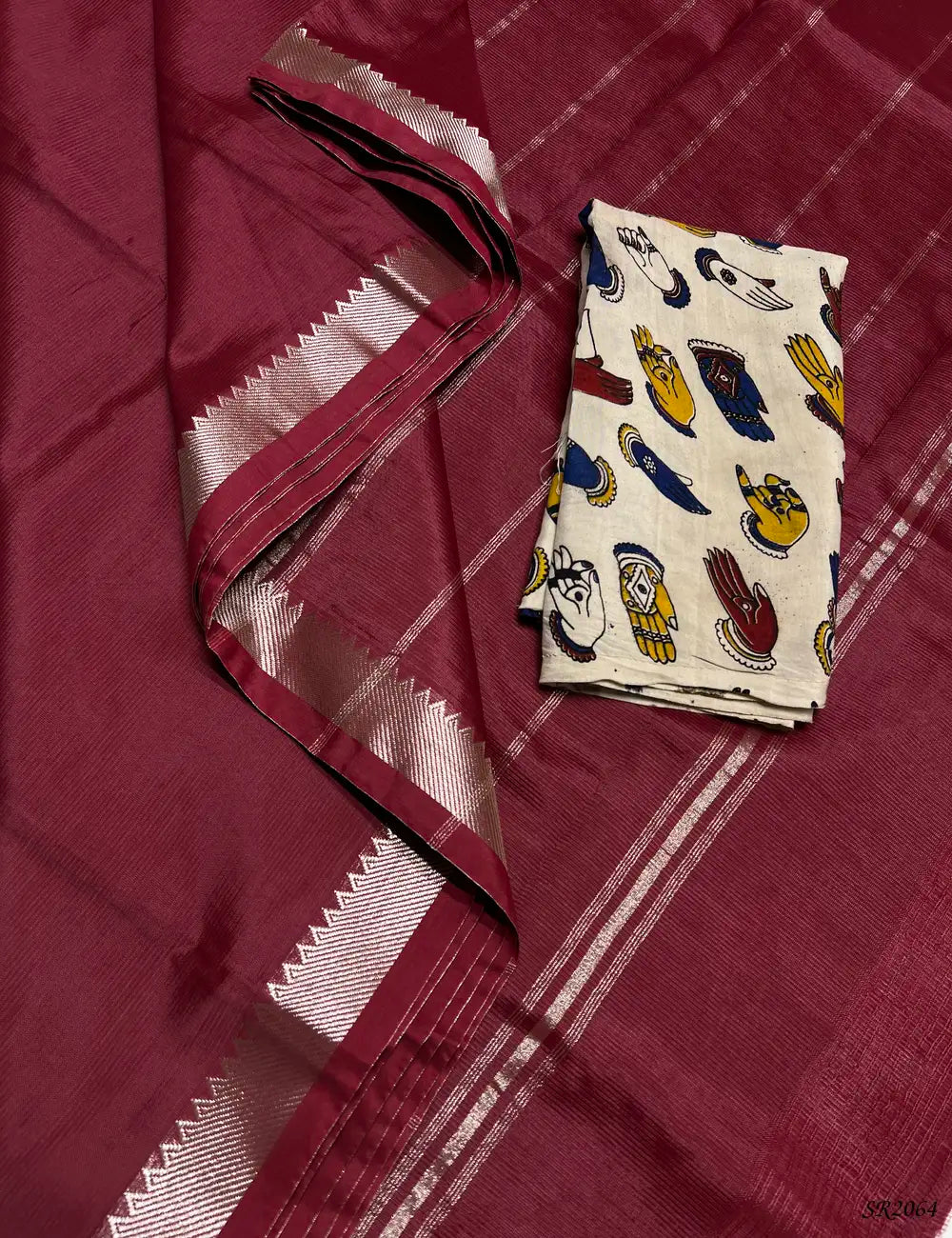 Pastel Maroon - Mangalagiri Silk Cotton -