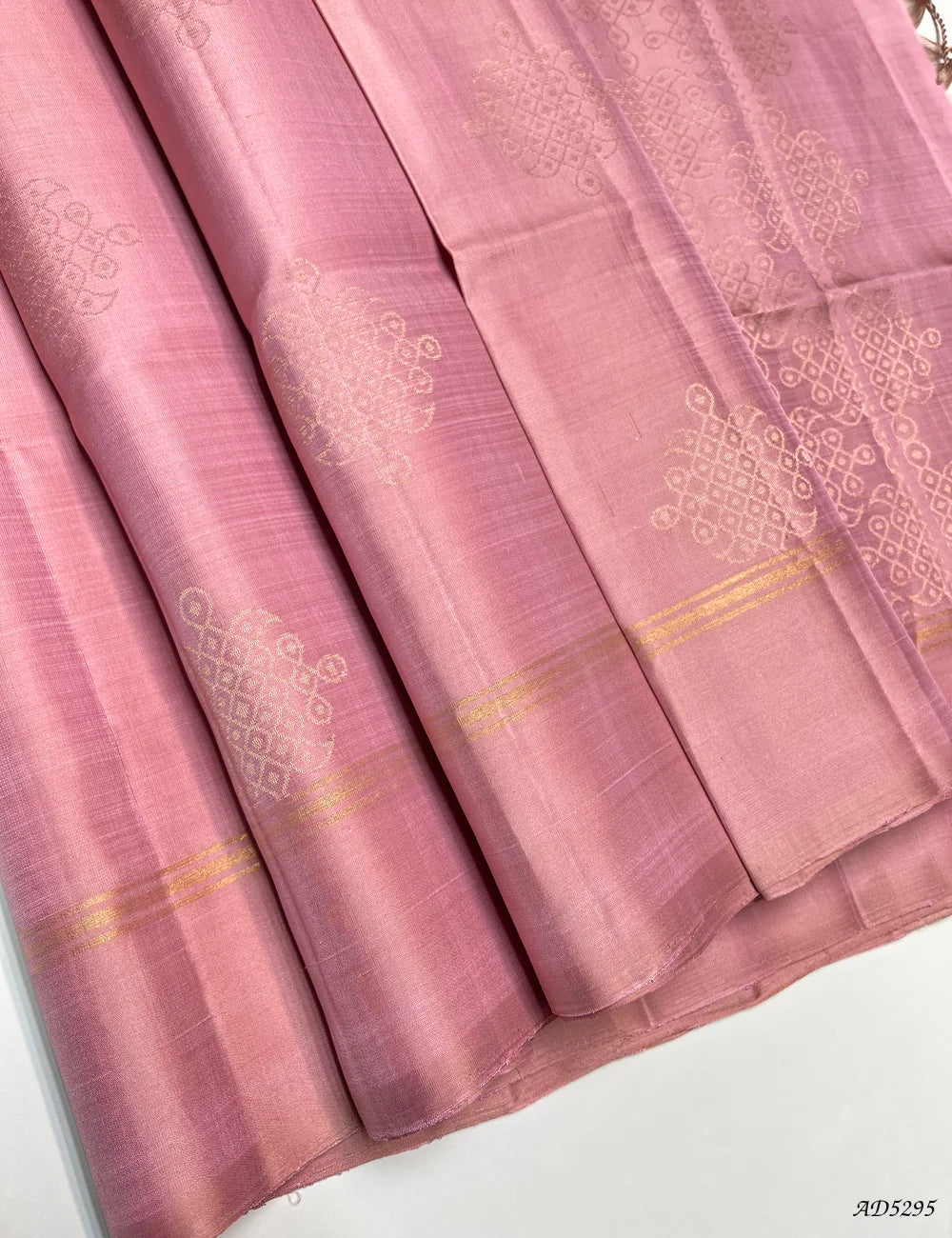 Pastel Peach - Kolam Soft Silk Saree Front View