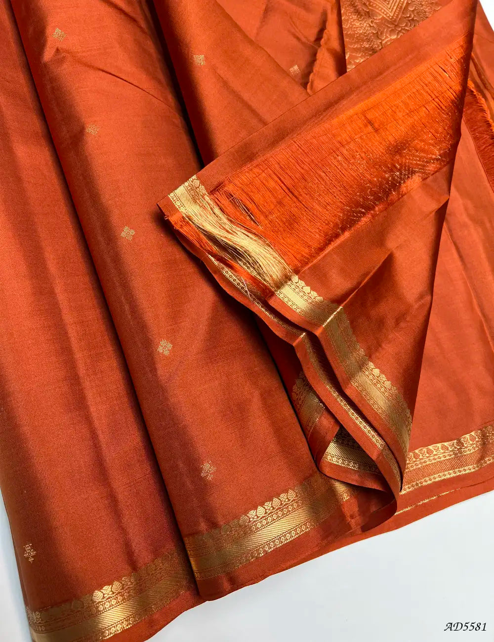 Pastel Rust - Kanchi Border Soft Silk Saree Pallu View