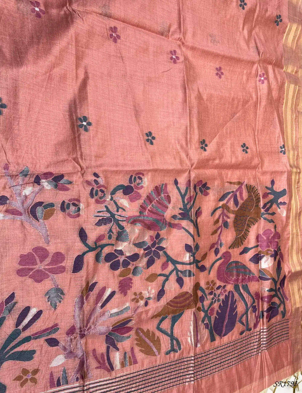 Peach - Jhamthani Saree Pallu View