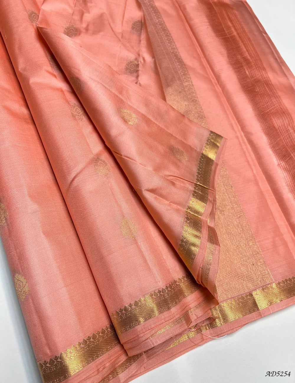 Peach - Kanchi Border Soft Silk Saree Front View